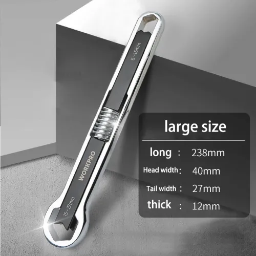 Spanner Wrench 11-27mm Stainless Steel Double Ended Multi-functional Flexible Rotating Mechanics Fastener Repair Hand Tools