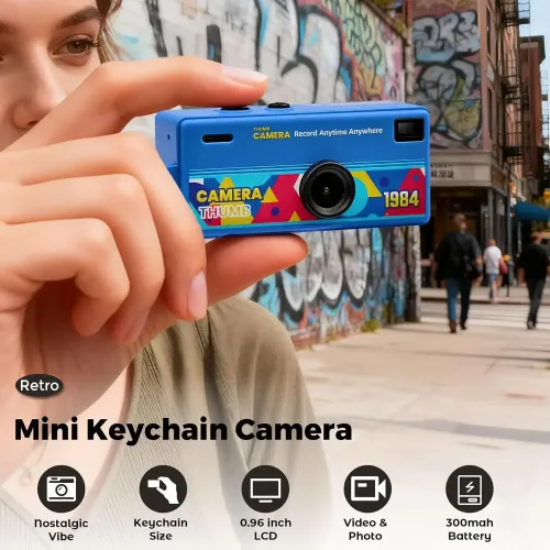 agecam Digital Camera 0.96 Inch Keychain Camera Retro Support Memory Card 1080P Very Small Camcorder Video Recorder with Flash