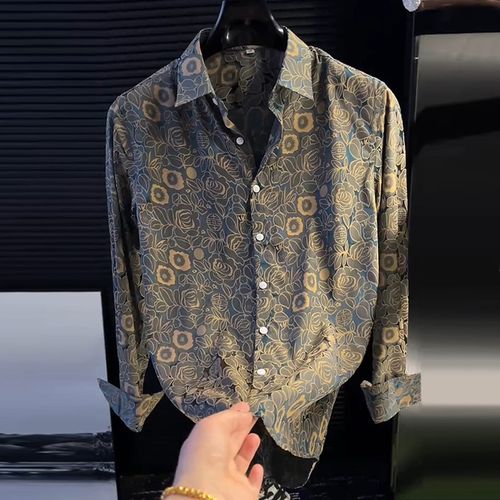 Light green printed satin shirt