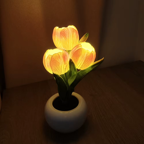 Tulip Table Lamp LED Bedside Lamp Simulation Flower Bouquet Bedroom Bedside Romantic Atmosphere Birthday Gift Home Decoration