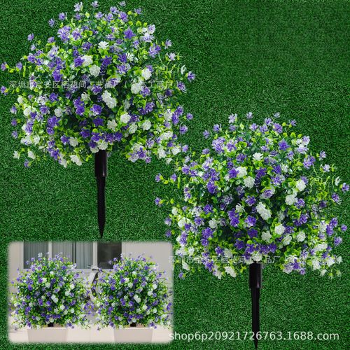 2 pis 45cm simulated white purple eucalyptus camellia grounding plug