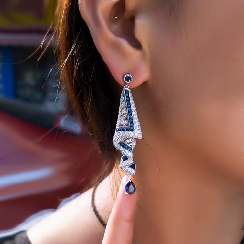 Teardrop Diamond-Accented Drop Earrings