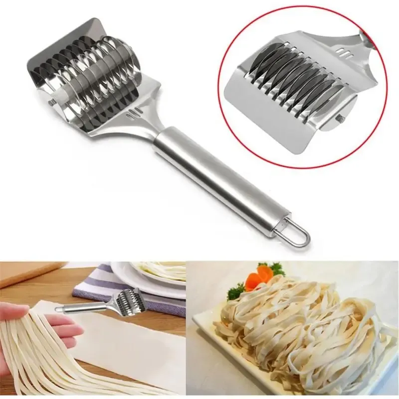3PCS High Grade Stainless Steel Noodle Lattice Roller Docker Dough Cutter Pasta Spaghetti Maker for Kitchen Cooking Tools