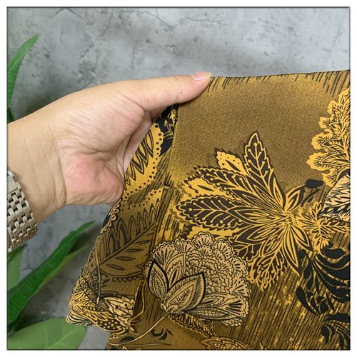Metallic-thread leaf-print shirt