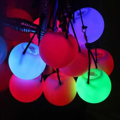 2 pieces = 1 pair Professional Multi-Coloured RGB glow LED POI thrown balls belly dance balls