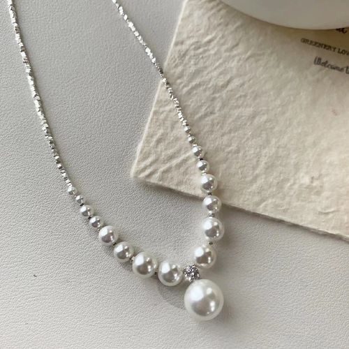Silver Pearl Drop Necklace