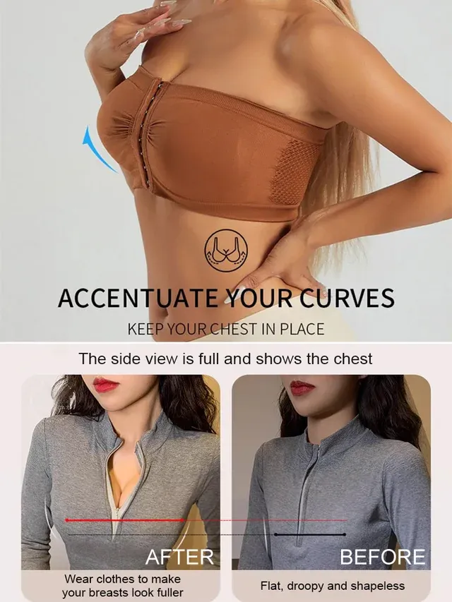 RED Front-fastening bra without cups