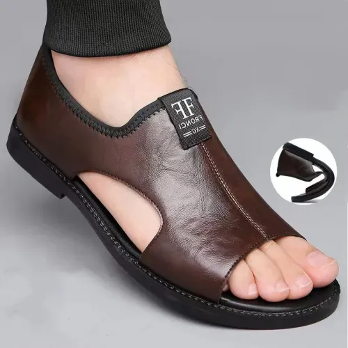 Men's Brown Roman-Style Beach Sandals – Comfortable for Summer