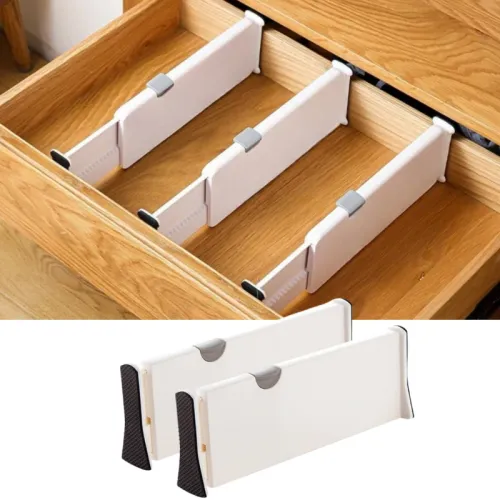 Drawer Divider Adjustable Home Organization Dividers White Plastic Partition Holder Creative Retractable Drawer Dividers