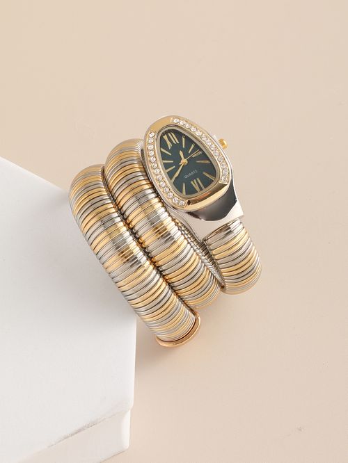 Hot selling diamond studded elastic winding snake shaped exquisite wristwatch