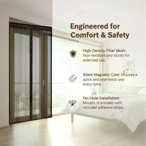 Screen Door Mesh Curtain Anti-Mosquito Fly Net, Breathable Window Screen Protector for Home & Kitchen
