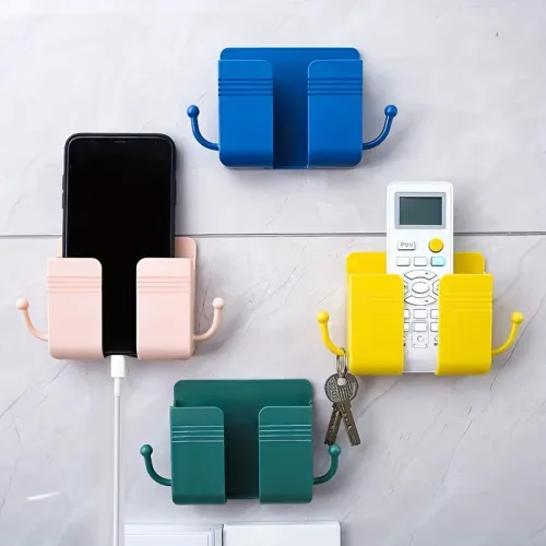 1Pc  Punch Free Wall Mount Phone Plug Holder Mobile Phone Charging Stand Air Conditioner TV Remote Control Storage Box