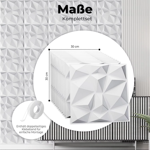8pcs 30*30cm 3D Wall Stickers Ceiling Bedroom Wallpaper Room Decor Anti-collision Background Waterproof Peel and Stick Decoration