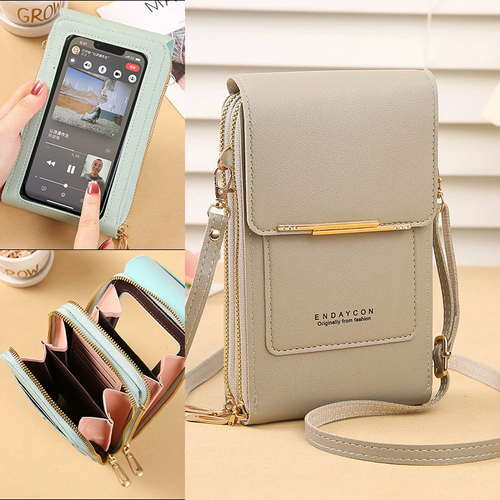 Women Crossbody Shoulder Bags Wallets Touch Screen Cell Phone Purse Soft Leather Strap Handbag for Female Luxury Messenger Bags