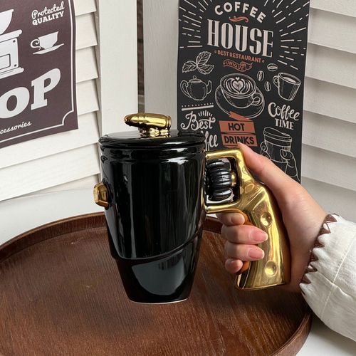 Creative Amazon Cross-Border Coffee Mug: Revolver-Style Ceramic Cup