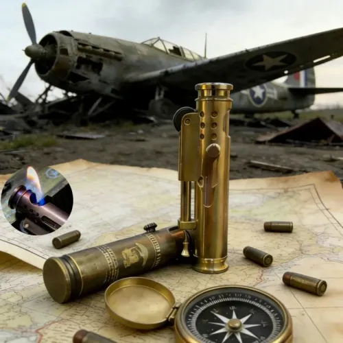Unusual Alien Trench Handmade Pure Copper Kerosine Lighter AK Vintage Portable Windproof Collection Lighters Smoking Men's Gifts