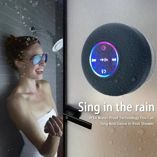 Bluetooth Shower Speaker Portable Wireless Mini Speaker with Mic Suction Cup IPX4 Water Resistant for Travel Pool River Floating