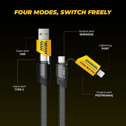 PowerHub 4-in-1   One cable to end tangled messes, dead batteries, and wasted money — 4-in-1 fast charging at 65W, built to replace them all.