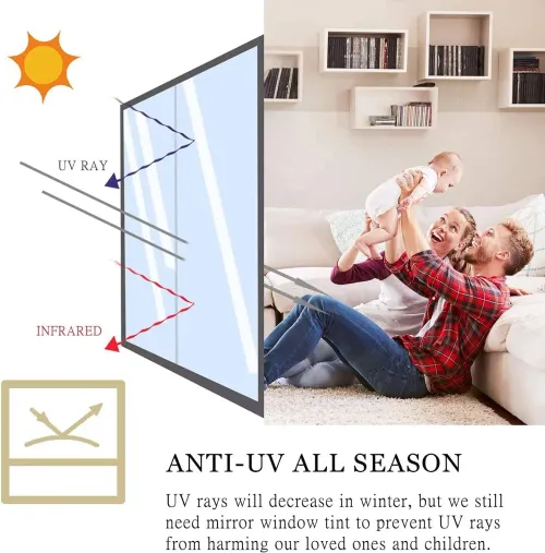 One Way Mirror Window Film Reflective Self-adhesive Glass Film Vinyl Anti UV Heat Control Sun Blocker Tinted Window Stickers
