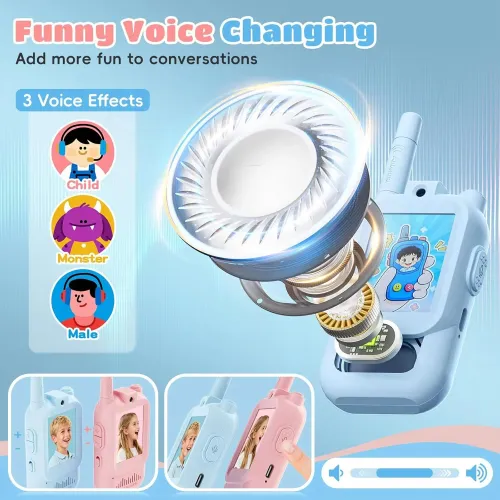 2PCS Kids Video Walkie Talkies USB Charging Indoor and Outdoor High Definition Intercom Children's Toys Birthday Gifts Ages 3-12
