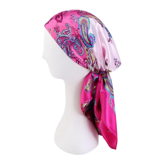 Satin Square Scarf Women Muslim Hijab Elegant 2025 Print Silk Neckerchief Shawl Wraps Headband Handle Hair Accessories Bandana