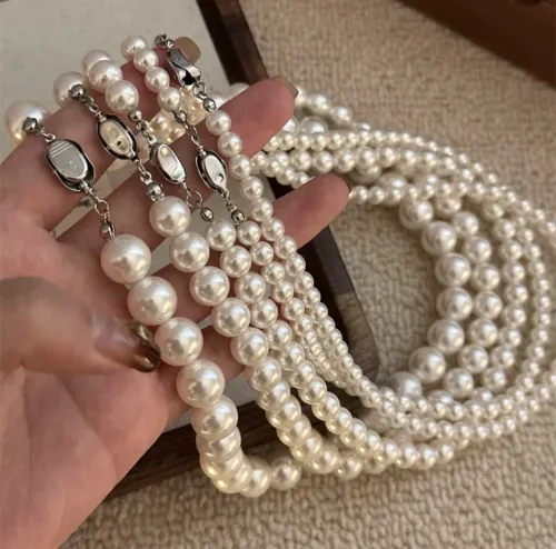 2026 New Fine Round Flawless Glass Pearl Necklace Women's Top Quality Thin Clavicle Chain Small Beads Daily Wear Jewelry