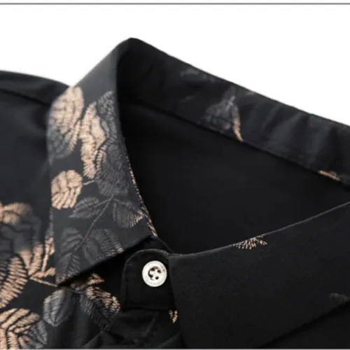 2026 men's new style short-sleeved shirt lapel single-breasted gold-hot stamping print summer tops breathable trendy men's wear