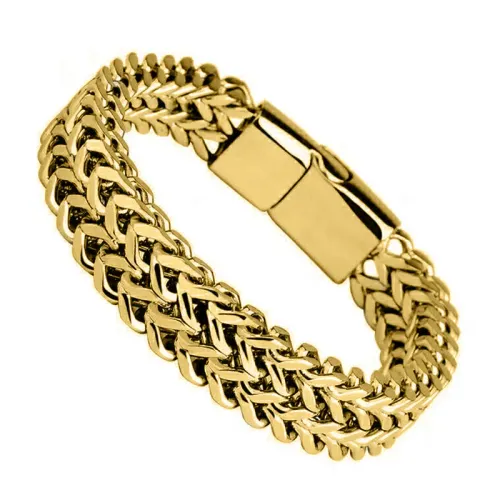 5*10cm Stainless Steel Braided Double Row Front and Rear Fish Scale Alloy Magnetic Buckle Bracelet with Keel Jewelry New Model