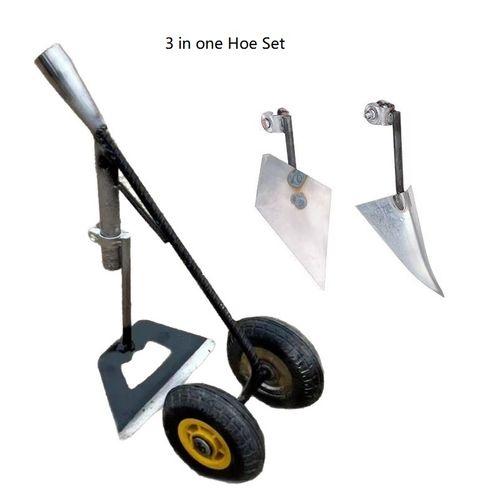 Three-in-one garden land weeding hoe agricultural manual two-wheeled farm tool steel forged digging tool double wheel