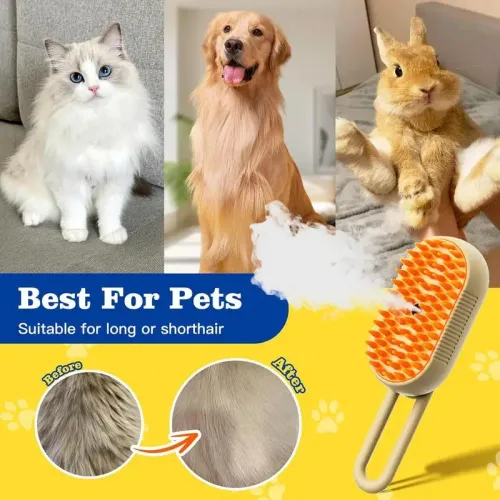 Cat Dog Pet Spray Massage Brush 3 in 1 One Button Steam Spray Folding Rotatable Floating Hair Bath Hair Removal Brush Comb