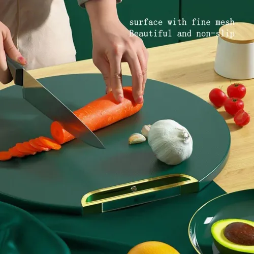 Double-Sided Round Kitchen Cutting Board – Mold-Proof PE, Non-Slip, Standable