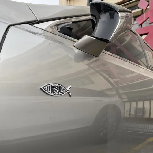 5 piece Cartoon creative fishbone letter design, metal badge in shape