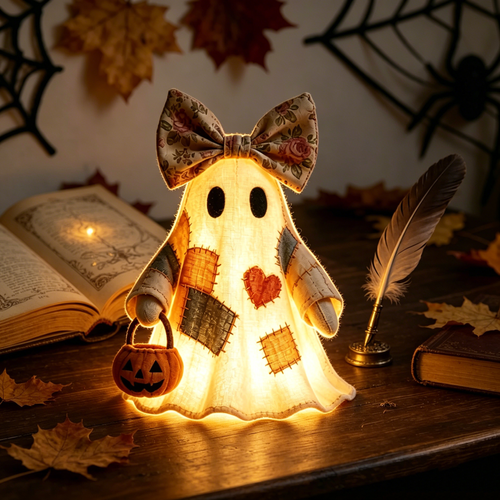 Halloween Patchwork-Style Ghost Decorative Light