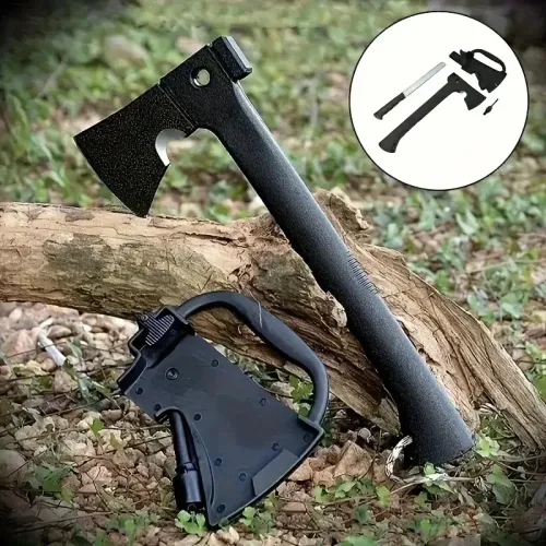 Camping Hand Axe And Survival Gear Lightweight Hatchet With Nested Serrated Wood Saw Knife And Magnesium Fire Starter Tool ﻿