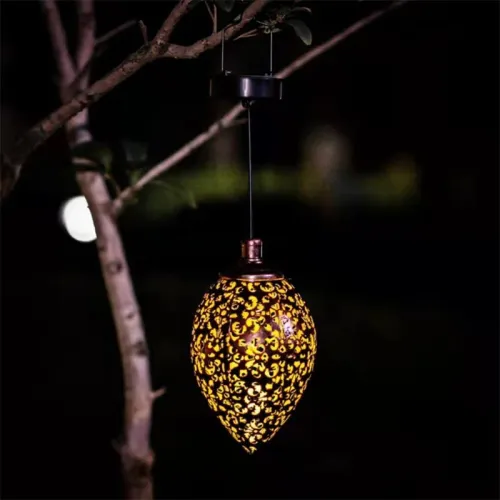 Water Drop Shaped Outdoor Solar Projection Light Waterproof Hollowed-out Design for Garden Patio Stair Landscape Balcony