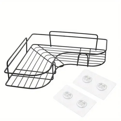 Wall Mounted Bathroom Shelf Corner Storage Iron Shower Drain Basket Cosmetic Rack Shampoo Holder Bathroom Organizer Wall shelves