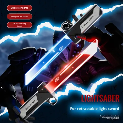 Double-bladed retractable LED plastic lightsaber, mini samurai sword, role-playing weapon, high-end laser sword toy.