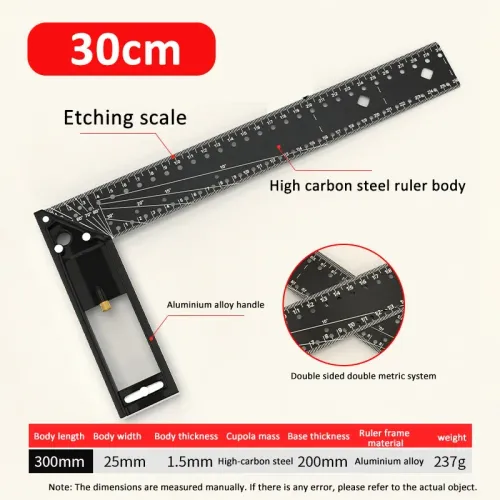 Multi functional Right Angle Ruler 45-90 Degree Hole Angle Ruler Industrial Grade Positioning Marking Angle Ruler Woodworking