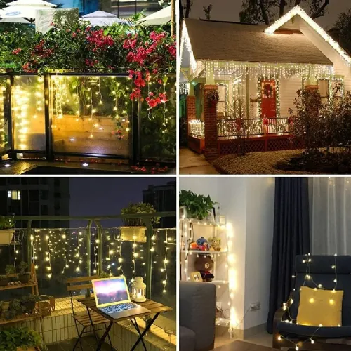 6M 96Leds Solar lcicle string Lights 8 Lighting Modes Outdoor Eaves Decoration