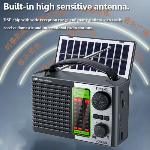 Portable Full-Frequency Radio Wireless Bluetooth Music Player with Powerful LED Light and Rechargeable Battery