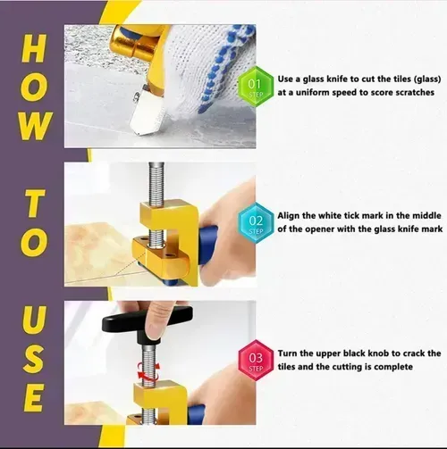 2-in-1 Manual Tile Cutter Tool with Breaking Pliers,Glass Tile Cuttter with 3-15 mm 3 Tungsten Steel Blade Manual Glass Hand Tool for Home DIY Cutting Glass