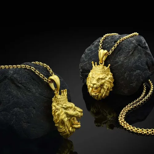 1Pc Crown Lion Head Necklace Men's Pendant