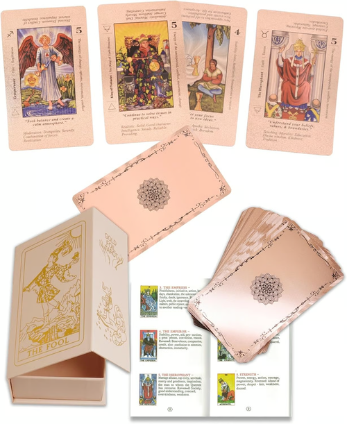 Witchy Cauldron Rose Gold Tarot Cards with Guide Book