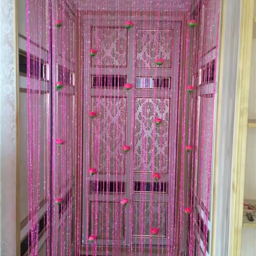 100x200cm Door Line Curtain Rose Flower Hanging Vestibule String Curtains Self-adhesive Tassel Divider Curtains Home Decoration
