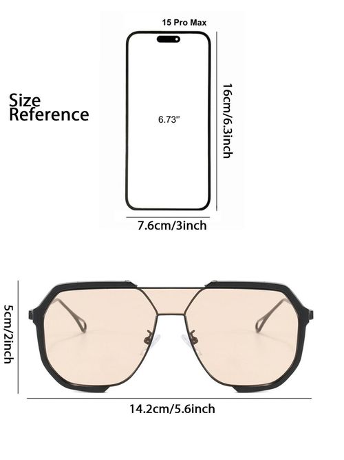 Unisex Flat Top Geometric Frame Sunglasses, Summer Sunglasses, Trendy Casual Sunglasses, Stylish Classic Aviator Sunglasses, Chic Travel Essentials, Trendy Vintage Sun Protective Sunglasses for Driving   Travel