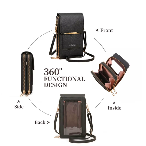 Women Crossbody Shoulder Bags Wallets Touch Screen Cell Phone Purse Soft Leather Strap Handbag for Female Luxury Messenger Bags