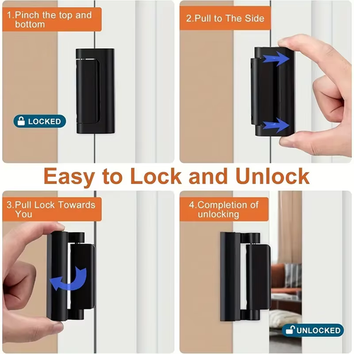 2pcs Door Reinforcement Lock Withstands 800lbs Of Force Extra Proof Door Lock For Kids Safety Door Security Lock for Home Safety