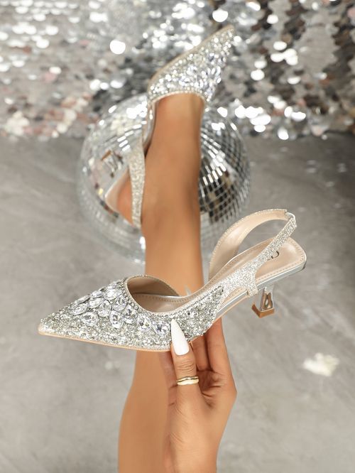 Crystal sandals, stylish shoes