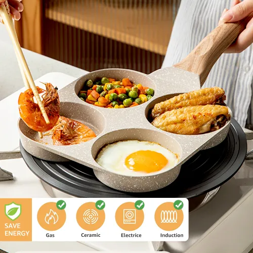 4 Hole Omelet Pan Frying Pot Thickened Nonstick Egg Pancake Steak Cooking Pan