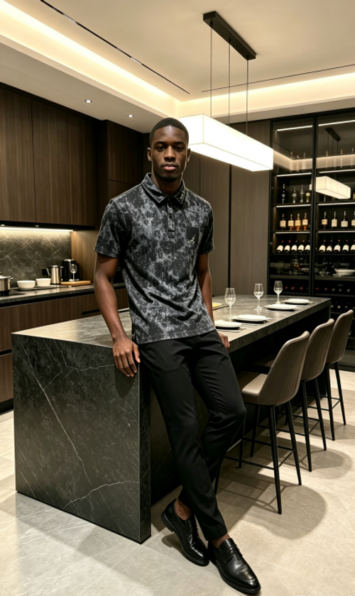 Men's Dark Marbled Shine Polo